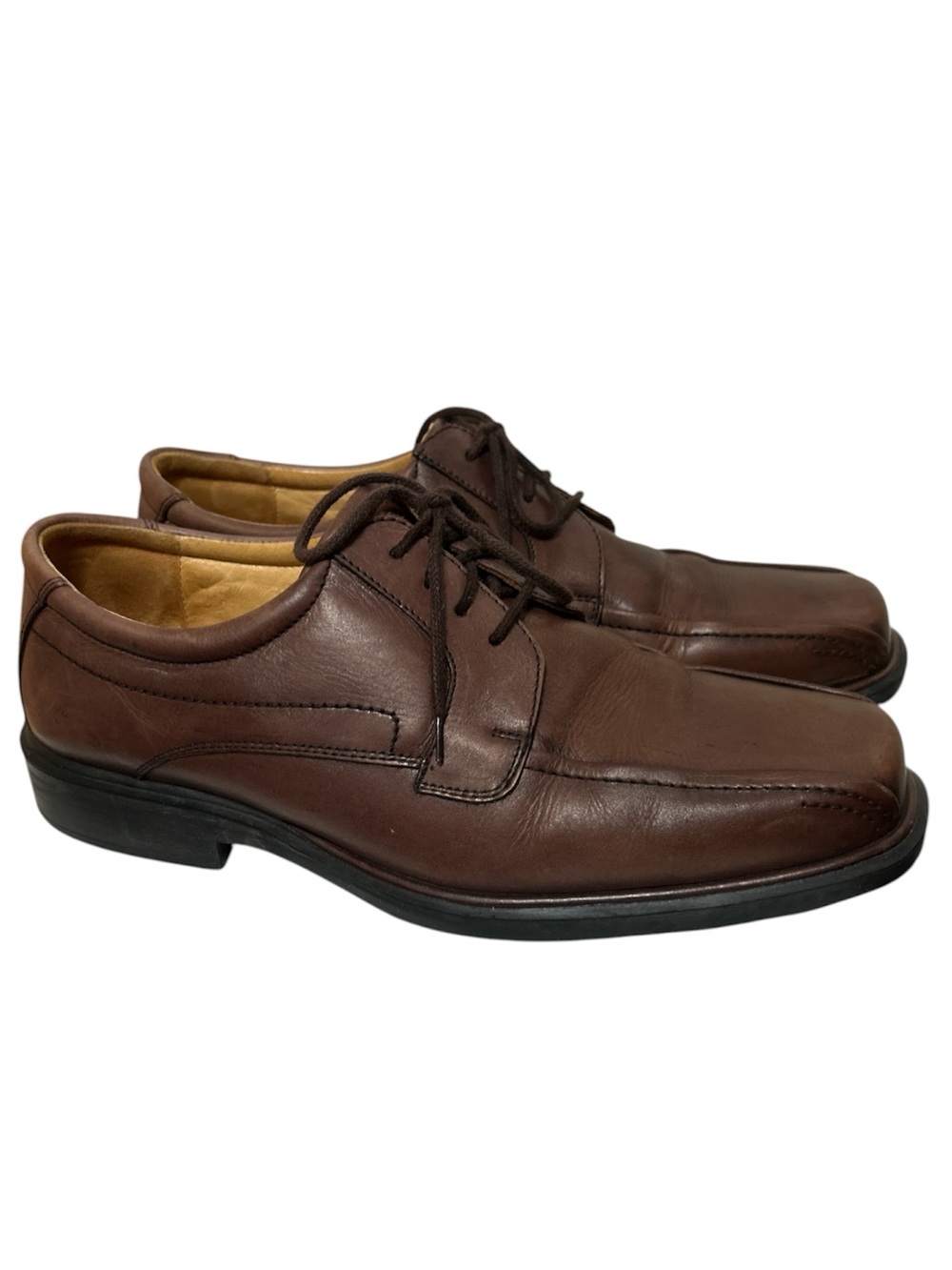 Johnston & Murphy Men's Brown Leather Bike Toe Oxford Dress Shoes Lace Up Derbys